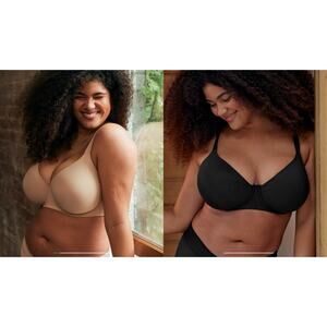 Aerie Smoothez Full Coverage Lightly Line Nude Black Bra size 42D